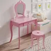 Детский туалетный столик Chomik ELSA с зеркалом + стул розовый