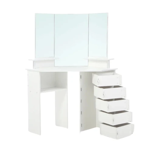 Туалетный столик Chomik TRIO угловой с зеркалом белый