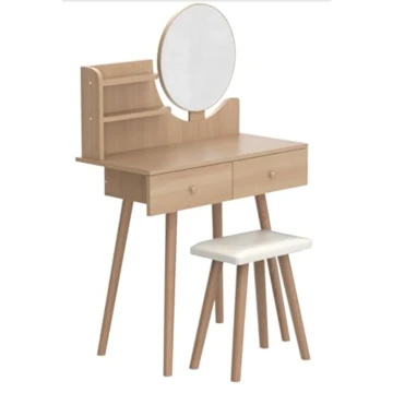 Туалетный столик Chomik WENDY с зеркалом + бежевый табурет
