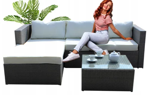 Садовая мебель Chomik GARDEN LINE ATRANI серый + бежевые подушки