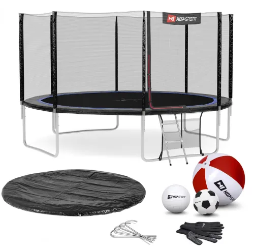 Батут Hop-Sport 14ft (427см) чорно-синій з зовнішньою сіткою