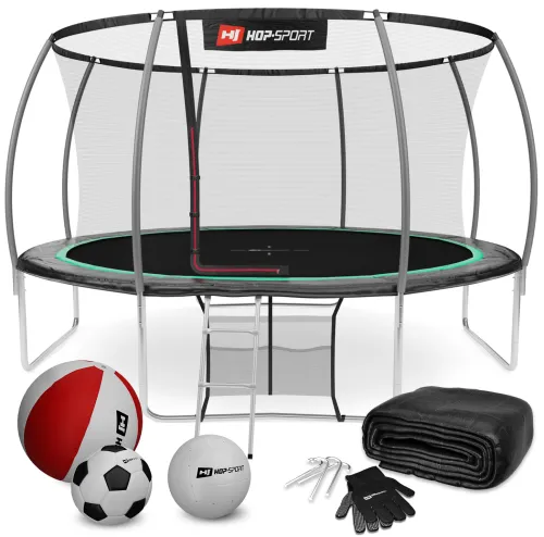 Батут Hop-Sport Premium 14ft (427см) черно-зеленый с внутренней сеткой