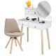 Image 1 for Туалетний столик Jumi Scandi з дзеркалом (шкіряні ручки) білий + стілець Saida бежевий