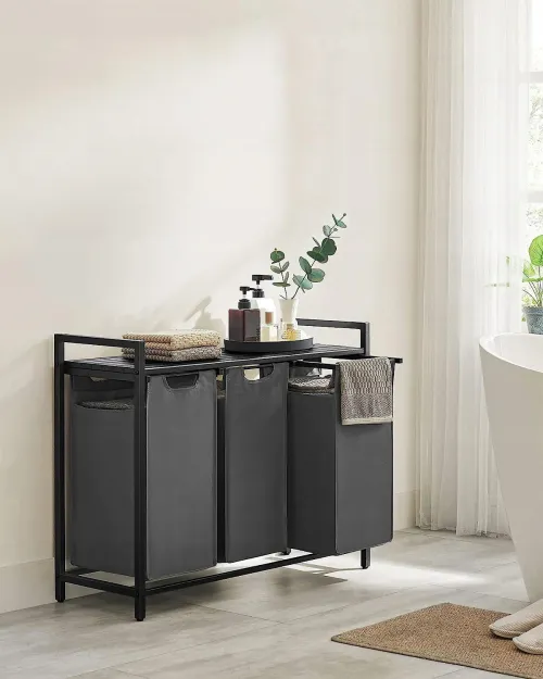 Кошик для білизни Leobert Chariot з трьома відділеннями 3 x 38л чорний