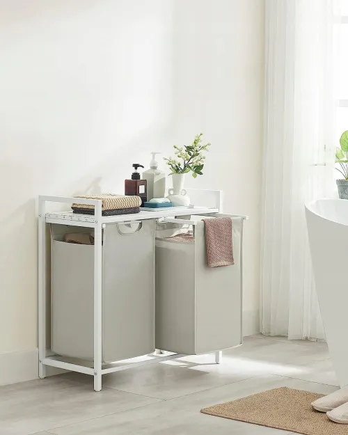 Кошик для білизни Leobert Chariot з двома відділеннями 2 x 46л білий