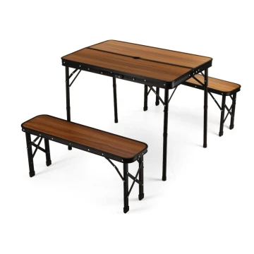Стол туристический раскладной Outtec + 2 скамейки коричневый