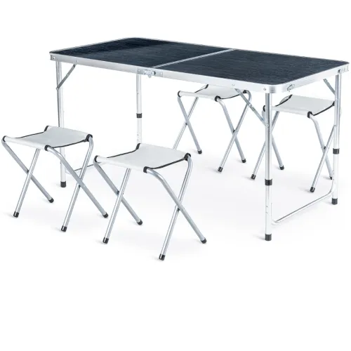 Стіл туристичний розкладний Outtec з 4 стільцями чорний