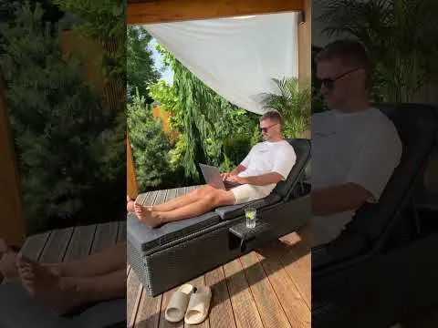 youtube video 1 Садовый шезлонг Di Volio Breso из ротанга серый