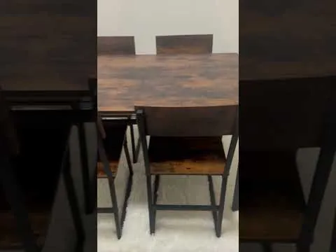 youtube video 2 Комплект мебели Costway Merax обеденный стол со стульями в стиле Loft серый