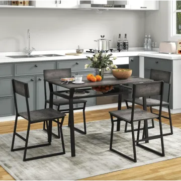 Комплект мебели Costway Merax обеденный стол со стульями в стиле Loft серый