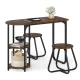Image 4 for Комплект мебели Costway Boston Bistro Set стол с полками и 2 табурета лофт коричневый