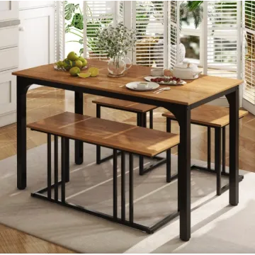 Комплект Costway Decima обеденный стол со стульями в стиле Loft натуральный