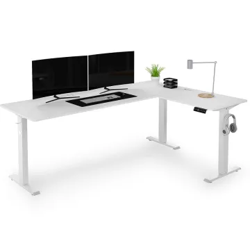 Компьютерный угловой стол Di Volio Trani с регулируемой высотой правый, белый