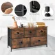 Image 11 for Комод-тумба під ТВ Costway Vintage тканинний на металевому каркасі лофт, коричневий