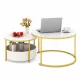 Image 1 for Комплект журнальних столиків Costway Circle Cocktail 2 шт круглі білий мармур