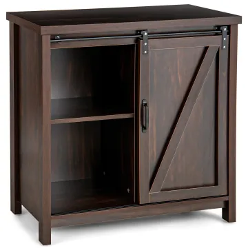 Кухонный комод-буфет Costway Sideboard с амбарной раздвижной дверцей лофт рустик