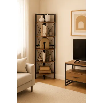 Етажерка Costway Signal кутова із металевим каркасом в стилі Loft