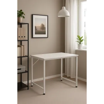 Комп'ютерний стіл Costway Helena із металевим каркасом білий