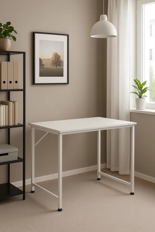 Комп'ютерний стіл Costway Helena із металевим каркасом білий