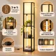 Image 7 for Стелаж-торшер Costway Lumina Duo-Light Pro з комбінованою LED підсвіткою та абажуром на 3 полиці лофт, чорний