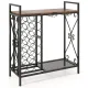 Image 1 for Винна шафа-консоль Costway Vintage Wine Table підлогова з дерев'яною стільницею та полицями лофт, коричневий