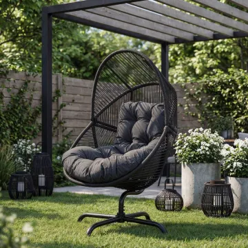 Кресло-кокон садовый Di Volio Leno вращающийся черный