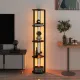 Image 5 for Стелаж-торшер Costway Lumina Curve Rota з LED підсвіткою кутовий на 4 полиці лофт, чорний