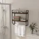 Image 1 for Полка навесная Costway Loft Wall Shelf для ванной с держателем для полотенец лофт коричневый