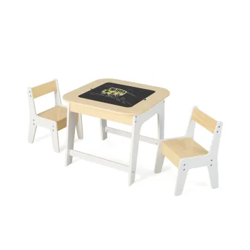 Комплект детской мебели Costway Kids Set 2-in-1 Desk стол и 2 стулья с двухсторонней столешницей-доской