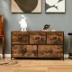 Image 7 for Комод-тумба під ТВ Costway Vintage тканинний на металевому каркасі лофт, коричневий
