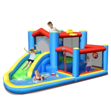 Надувной детский аквапарк Costway CastleSlide Water Park с водной горкой и бассейном (без компрессора)