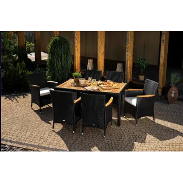 Садовая мебель Di Volio VERONA 6+1 черно-кремовая