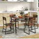 Комплект мебели Costway Merax обеденный стол со стульями в стиле Loft коричневый