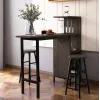 Барный стол со стульями Costway Bistro с держателем винных бокалов коричневый