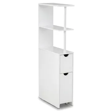 Шкаф-пенал для ванной Costway Freestanding Nook 114см с полками и ящиками белый