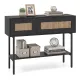 Image 4 for Стол-консоль Costway Stockholm Rattan с полкой в прихожую лофт черный