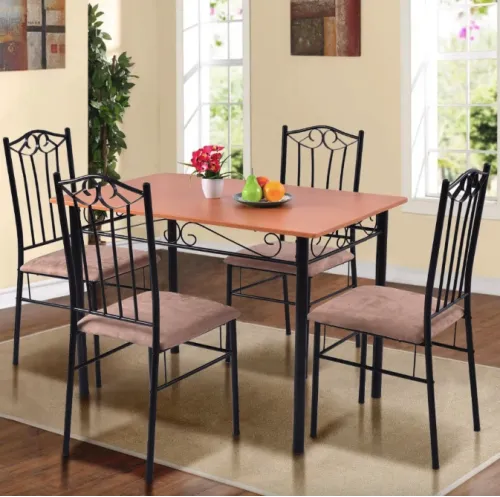 Комплект меблів Costway Sofi стіл і 4 м'яких стільці бежевий