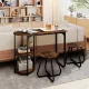 Image 6 for Комплект мебели Costway Boston Bistro Set стол с полками и 2 табурета лофт коричневый