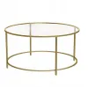 Журнальний столик Leobert Oskar круглий з скляною стільницею золото