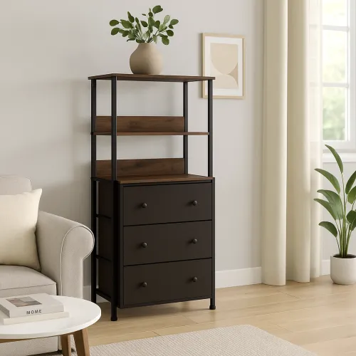Стелаж Costway Skiff із текстильними ящиками в стилі Loft