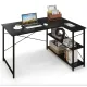Компьютерный стол Costway Adler L-образный с полками в стиле Loft черный