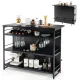 Image 1 for Кухонный остров Costway Industrial Wine Bar в стиле лофт с 4 открытыми полочками