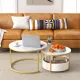 Image 4 for Комплект журнальних столиків Costway Circle Cocktail 2 шт круглі білий мармур