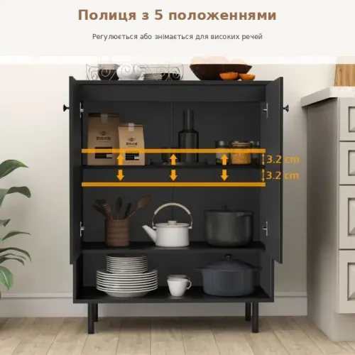 Регульована полиця - місце для посуду та предметів різної висоти.