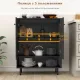 Image 7 for Комод кухонний Costway Rubberwood Kitchen з шафкою та нішею чорний