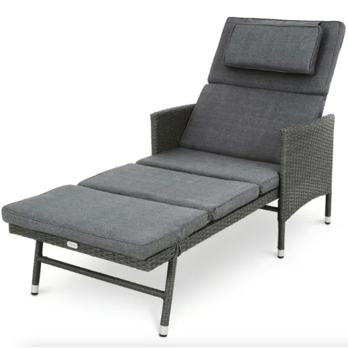 Садовый шезлонг Di Volio Breso из ротанга серый