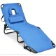 Шезлонг Costway Hanna розкладний з отвором для обличчя блакитний