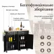 Image 5 for Кухонный остров Costway Chef Kitchen 2D на двойной колесах с деревянной столешницей черный
