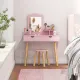 Image 3 for Дитячий туалетний столик Costway Drawers з 2 шухлядами та стільцем блідо рожевий