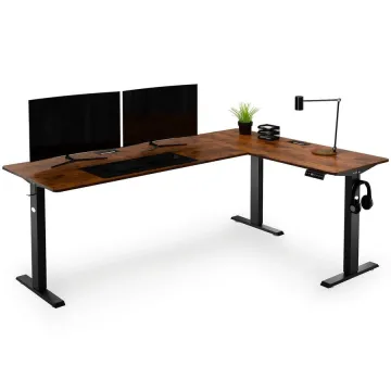 Компьютерный угловой стол Di Volio Trani с регулируемой высотой правый, коричневый